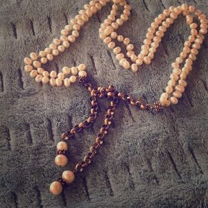 Double strand saltwater pearl tie necklace